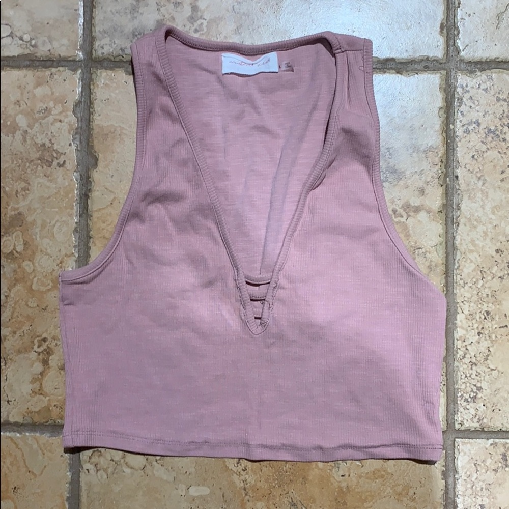 Deep V Ribbed Crop Top - Picture 2 of 6